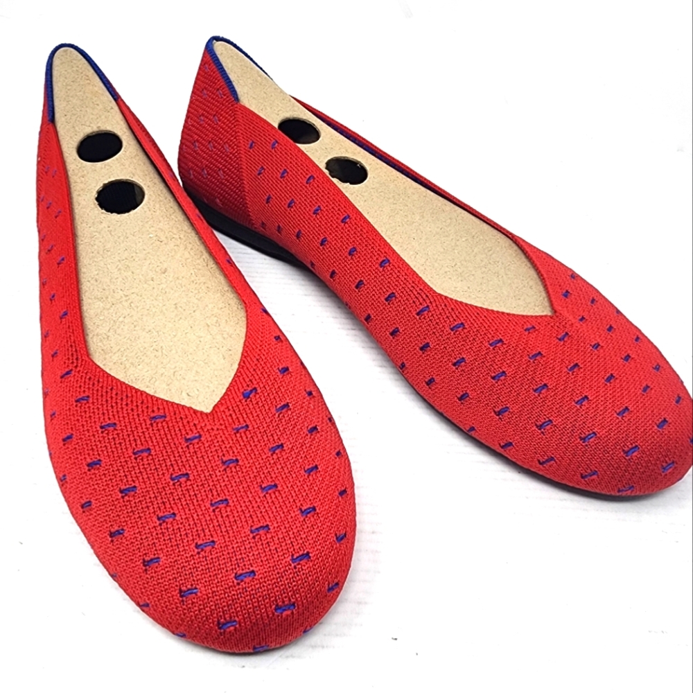 Red Ballet Flats Size 11‎ Lightweight Breathable Knit Round Toe Flats Size 11